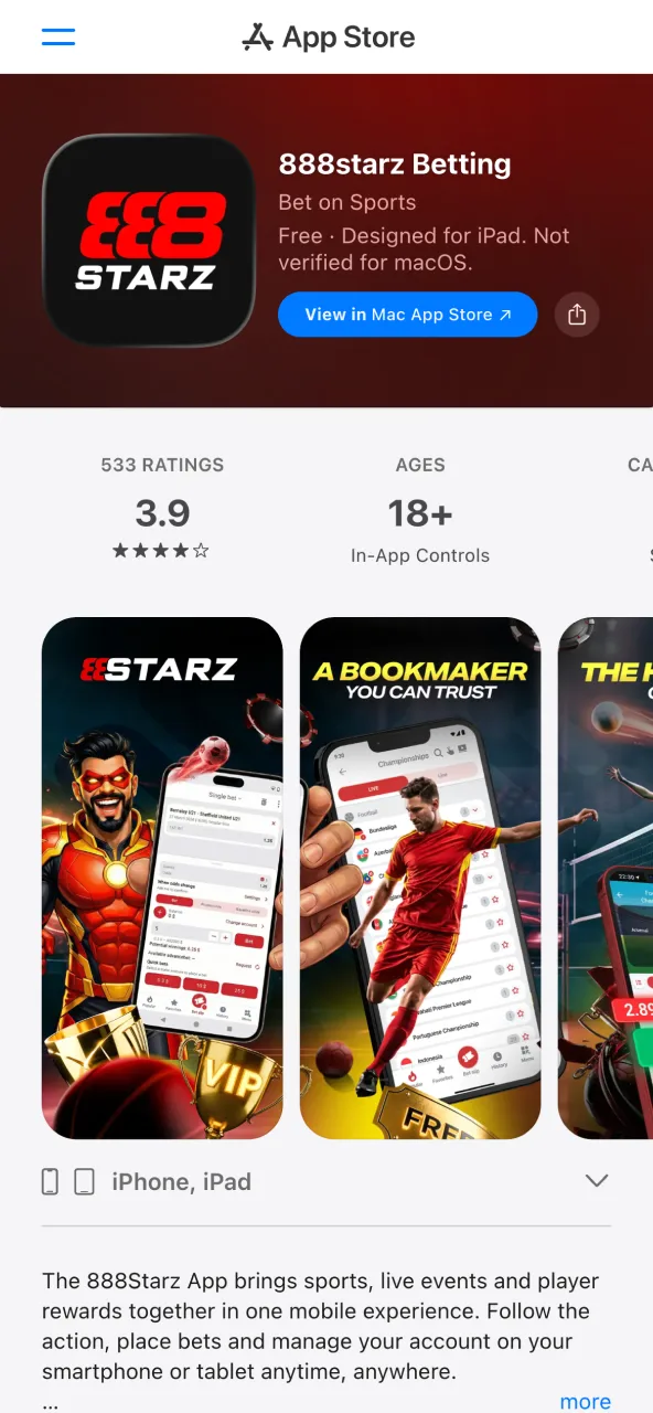 Via 888starz, you will be redirected to the official download page.